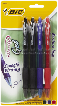 Gel Pen Bic Velocity 3 Color 4 Pk